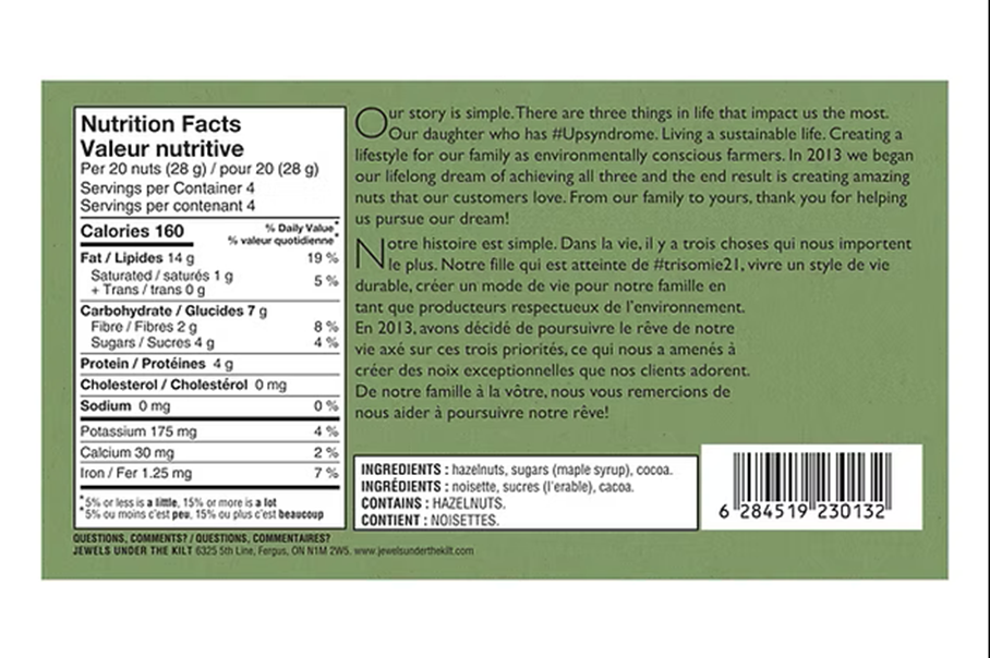 Jewels Under The Kilt snacks 60 g Box Chocolate Hazelnut Snack