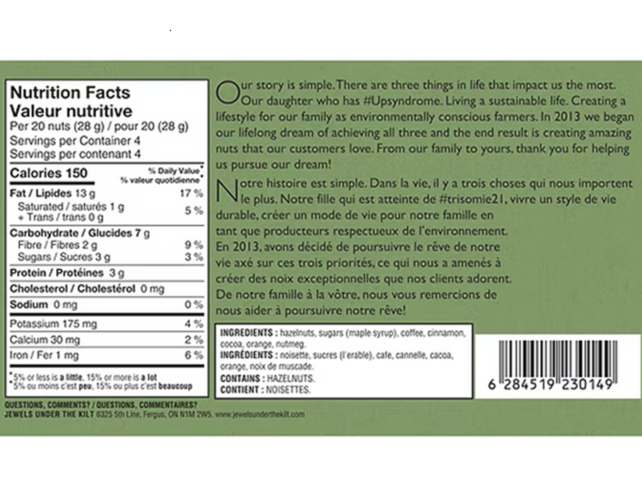 Jewels Under The Kilt snacks 60 g box Espresso Hazelnut Snack