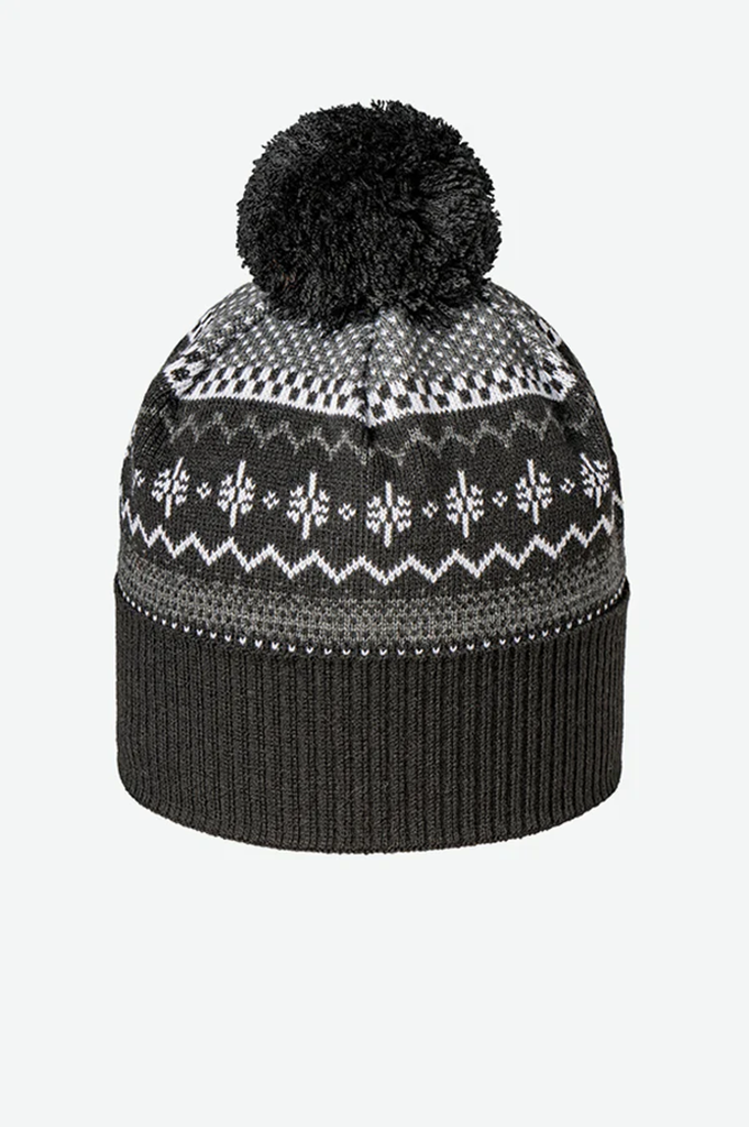 Kootenay Winter Hat Black Winter Recycled Snowflake Pom Beanie Hat