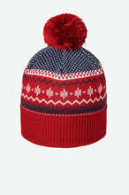 Load image into Gallery viewer, Kootenay Winter Hat Dark Red Winter Recycled Snowflake Pom Beanie Hat
