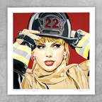  8x8  Taylor Swift pop art print  in firefighter uniform