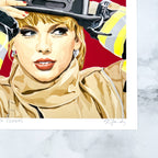 8x8  Taylor Swift pop art style print in firefighter uniform