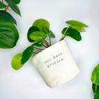 Leaf & Root pot cover 2" / just keep growing Canvas Plant Pot Covers