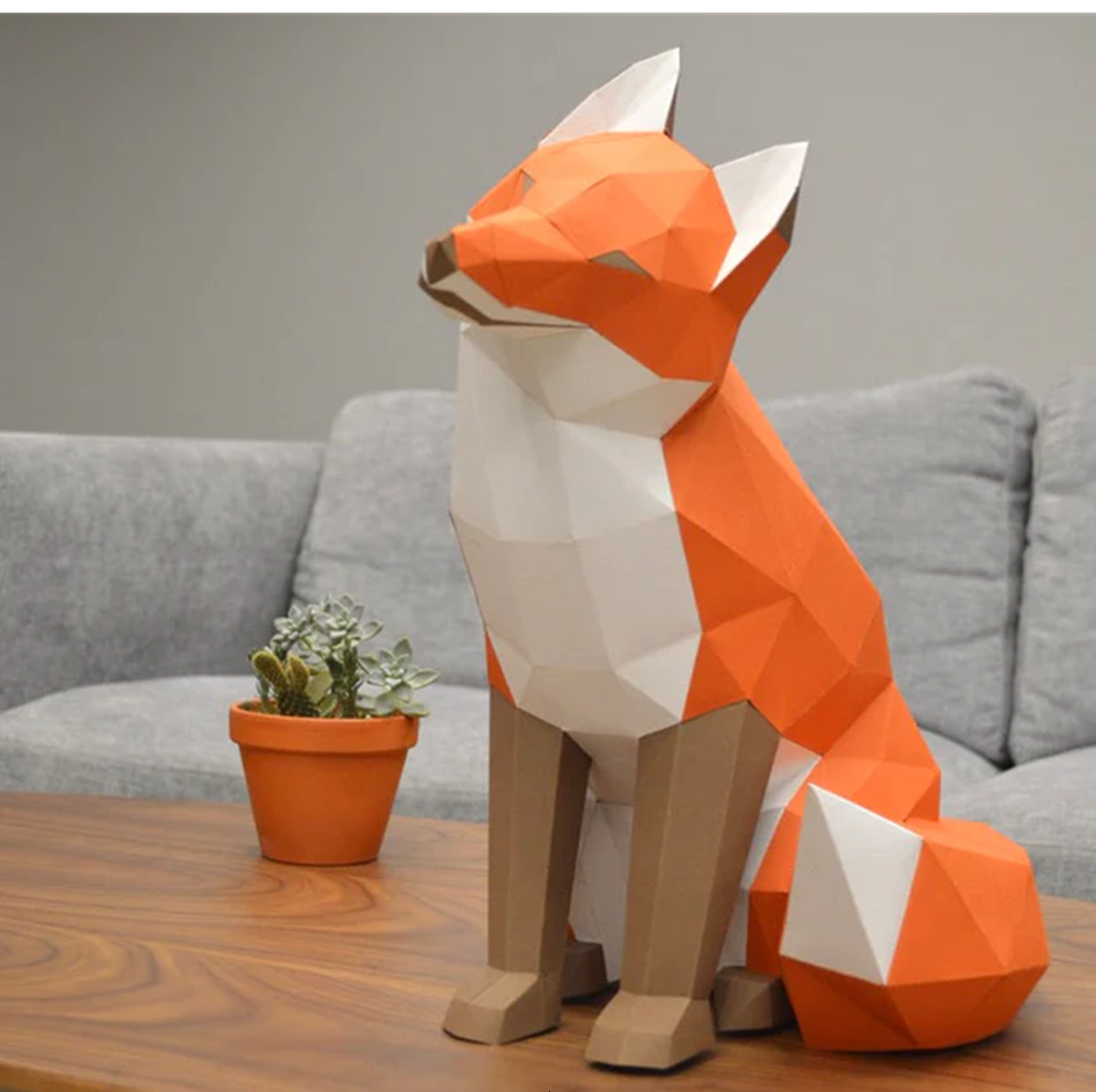 Low Poly Paper Kits origami/puzzle Fox Sitting Origami/Puzzle Kits