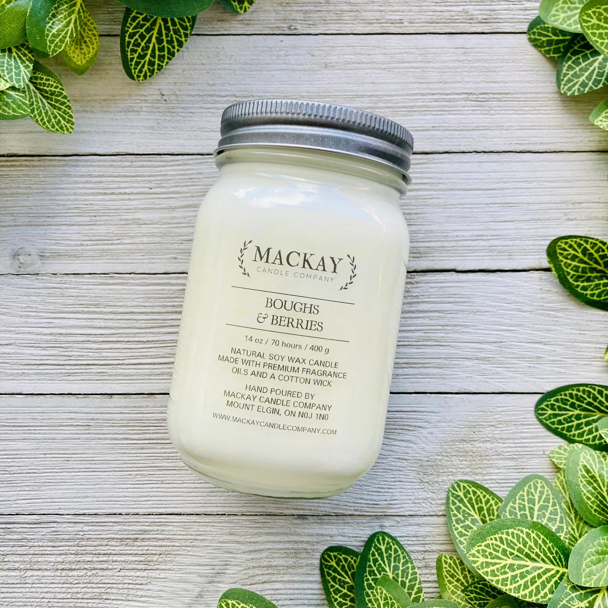 Mackay Candle Company Accessory Lrg 14oz Mason / Boughs & Berries MACKAY Candle Company