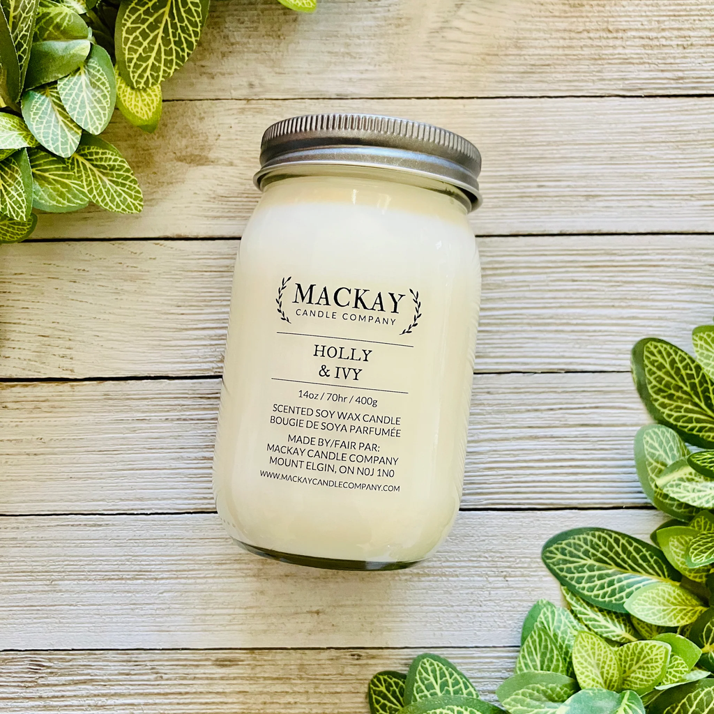 Mackay Candle Company Accessory Lrg 14oz Mason / Holly & Ivy MACKAY Candle Company