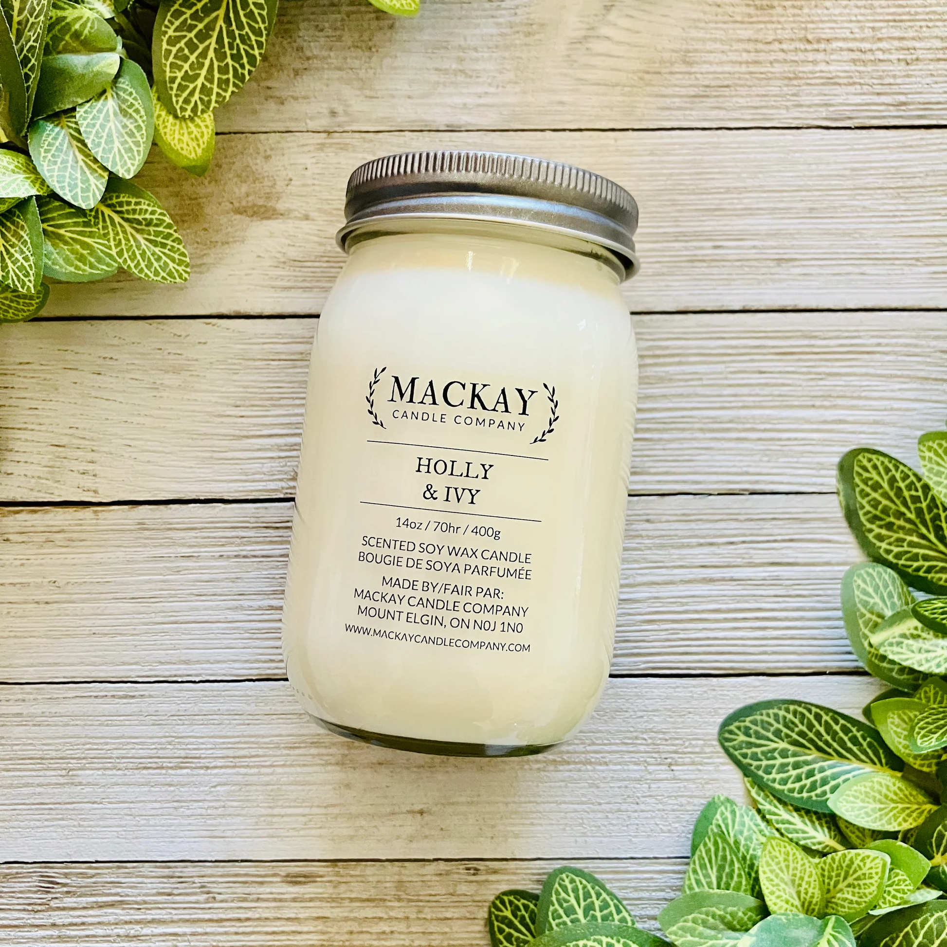 Mackay Candle Company Accessory Lrg 14oz Mason / Holly & Ivy MACKAY Candle Company