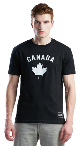 front view of person with black Canada t shirt