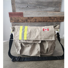 Load image into Gallery viewer, Messenger Bag made with decommissioned fire gear
