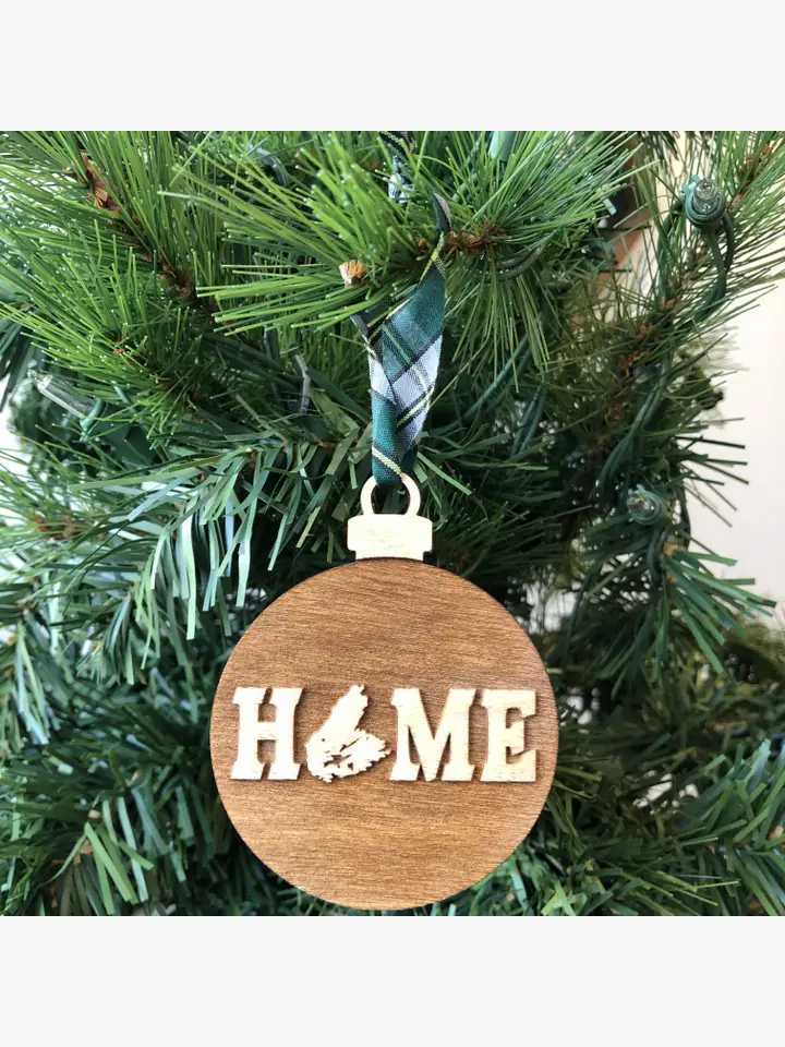 round Ornament HOME Wooden Ornaments blue ribbon