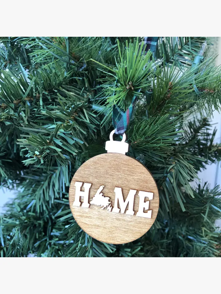 round Ornament HOME Wooden Ornaments blue ribbon