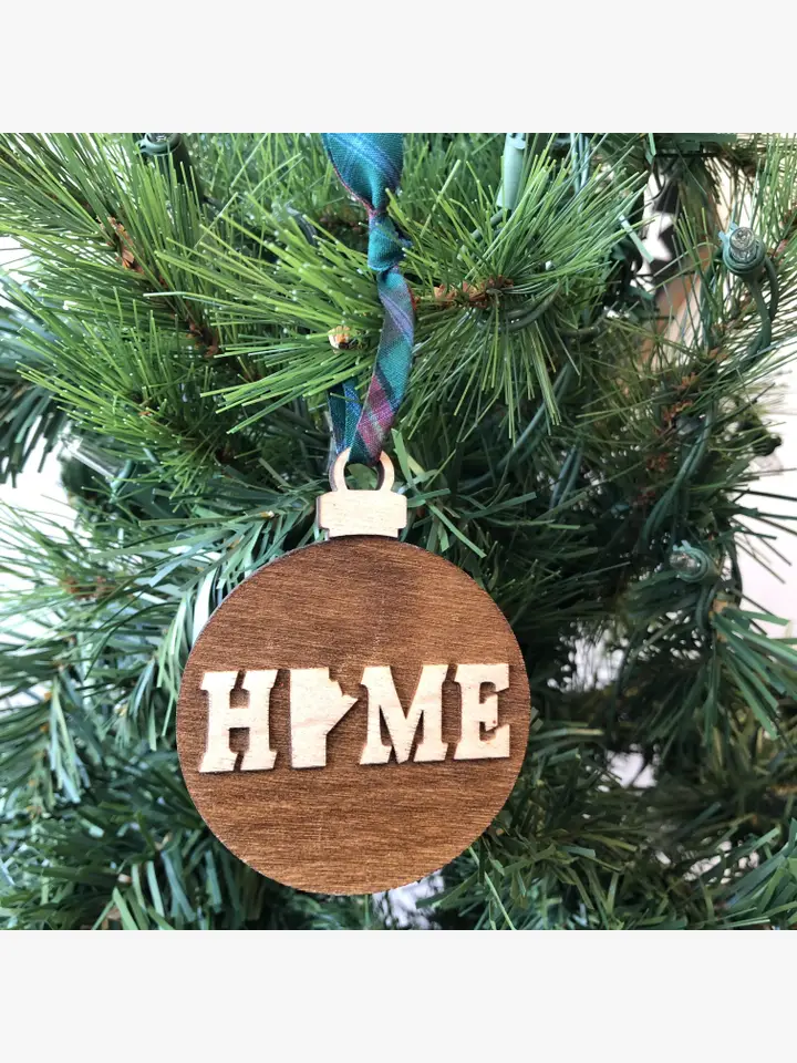  round Ornament HOME Wooden Ornaments blue ribbon