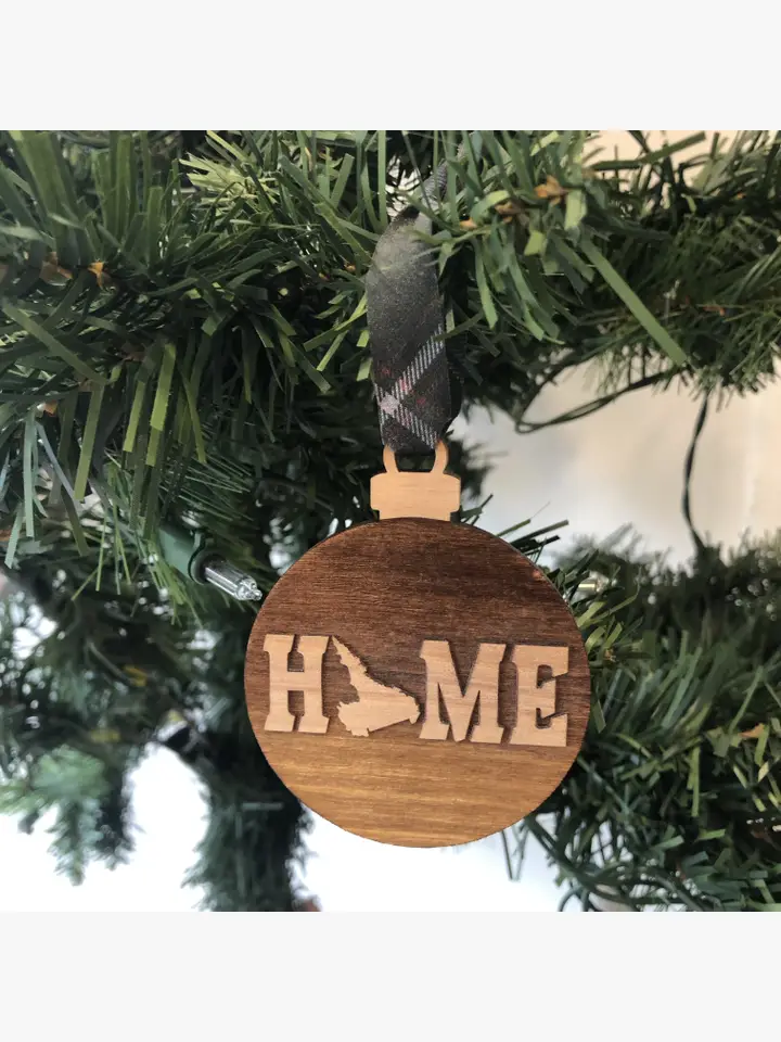 round  Ornament HOME Wooden Ornaments blue ribbon