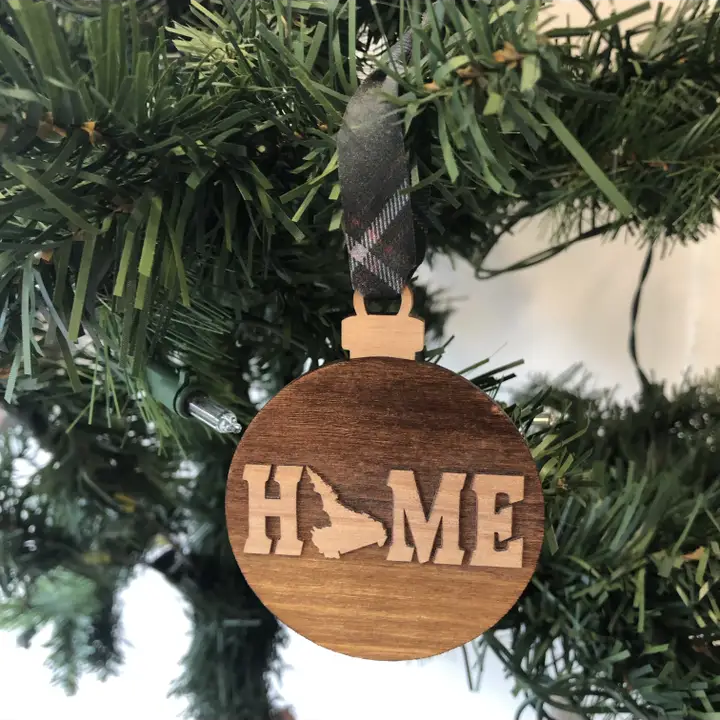 round  Ornament HOME Wooden Ornaments blue ribbon