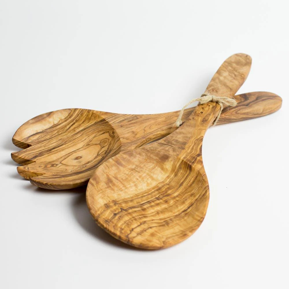 Olivewood Glory Hand Crafted Olivewood Salad Spoon Set