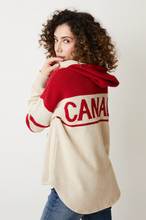 Load image into Gallery viewer, Parkhurst Clothing Large / Taupe Twee/Red Hoody Hockey Style Sweater
