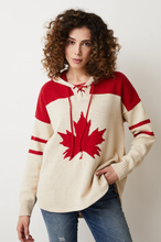 Load image into Gallery viewer, Parkhurst Clothing Medium / Taupe Twee/Red Hoody Hockey Style Sweater
