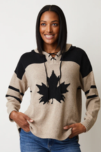 Load image into Gallery viewer, Parkhurst Clothing Small / Taupe Tweed/Black Hoody Hockey Style Sweater
