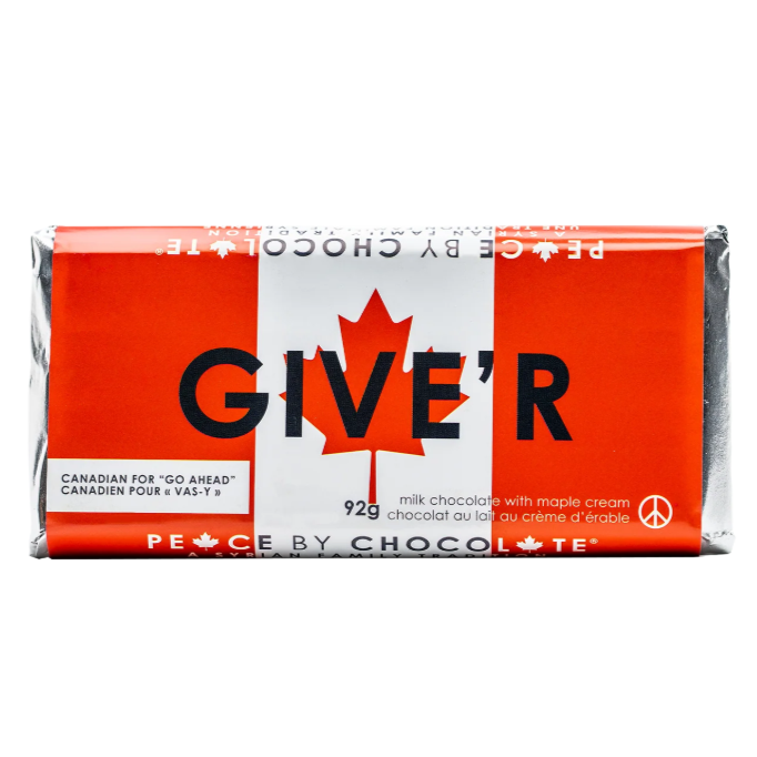 Peace by Chocolate Pantry Give'r Elbows Up milk chocolate with maple cream