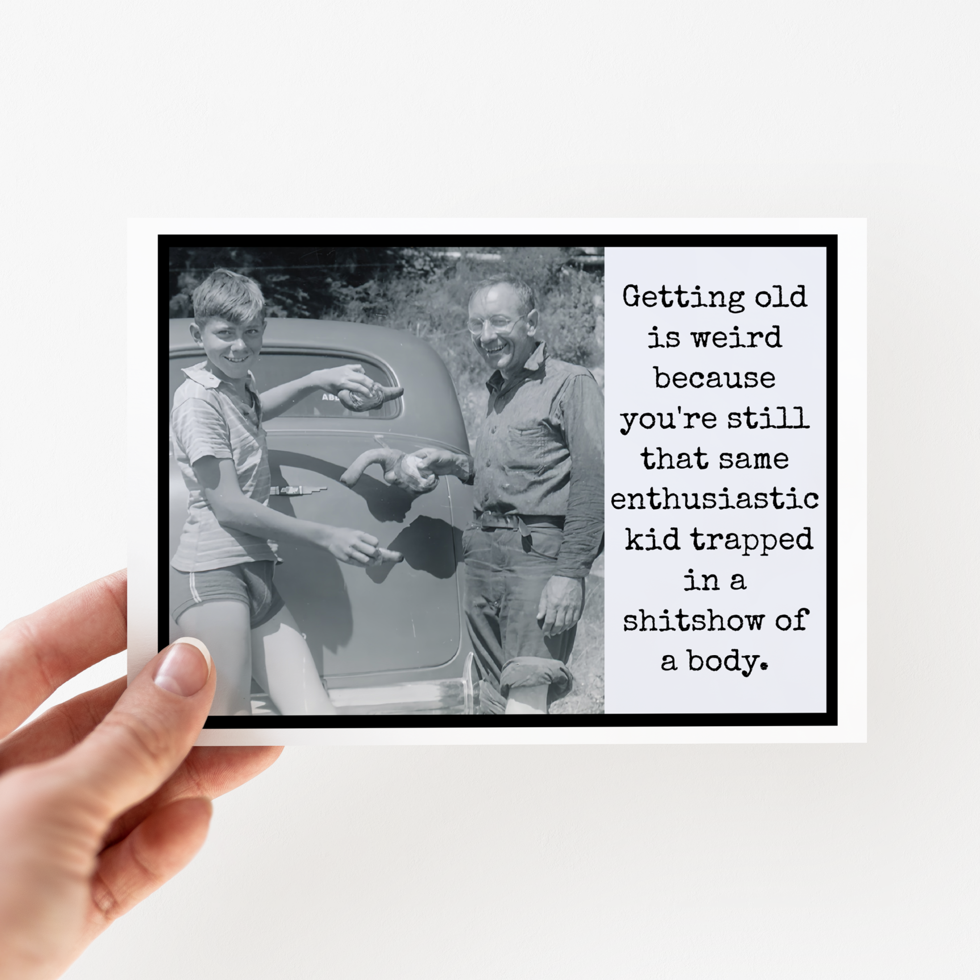 Raven's Rest Studio Birthday Card For Him. Trapped In A Shitshow Of A Body.