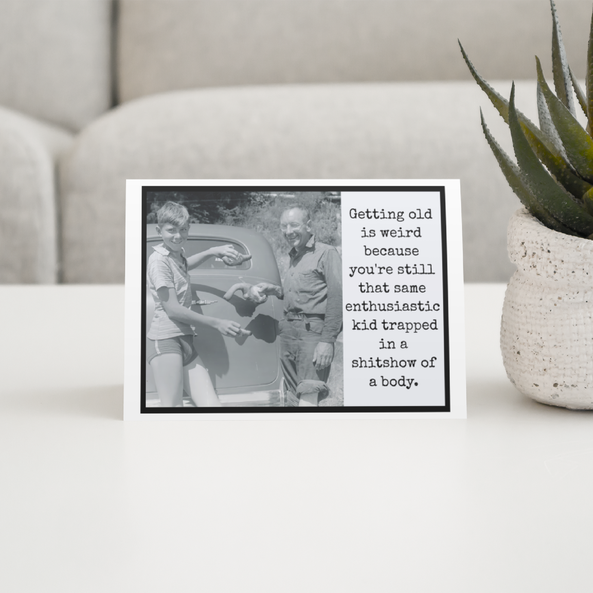 Raven's Rest Studio Birthday Card For Him. Trapped In A Shitshow Of A Body.