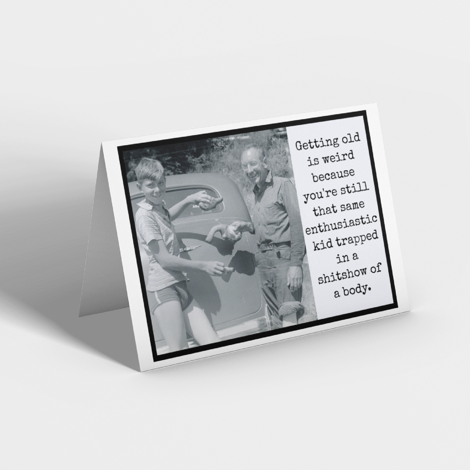 Raven's Rest Studio Birthday Card For Him. Trapped In A Shitshow Of A Body.