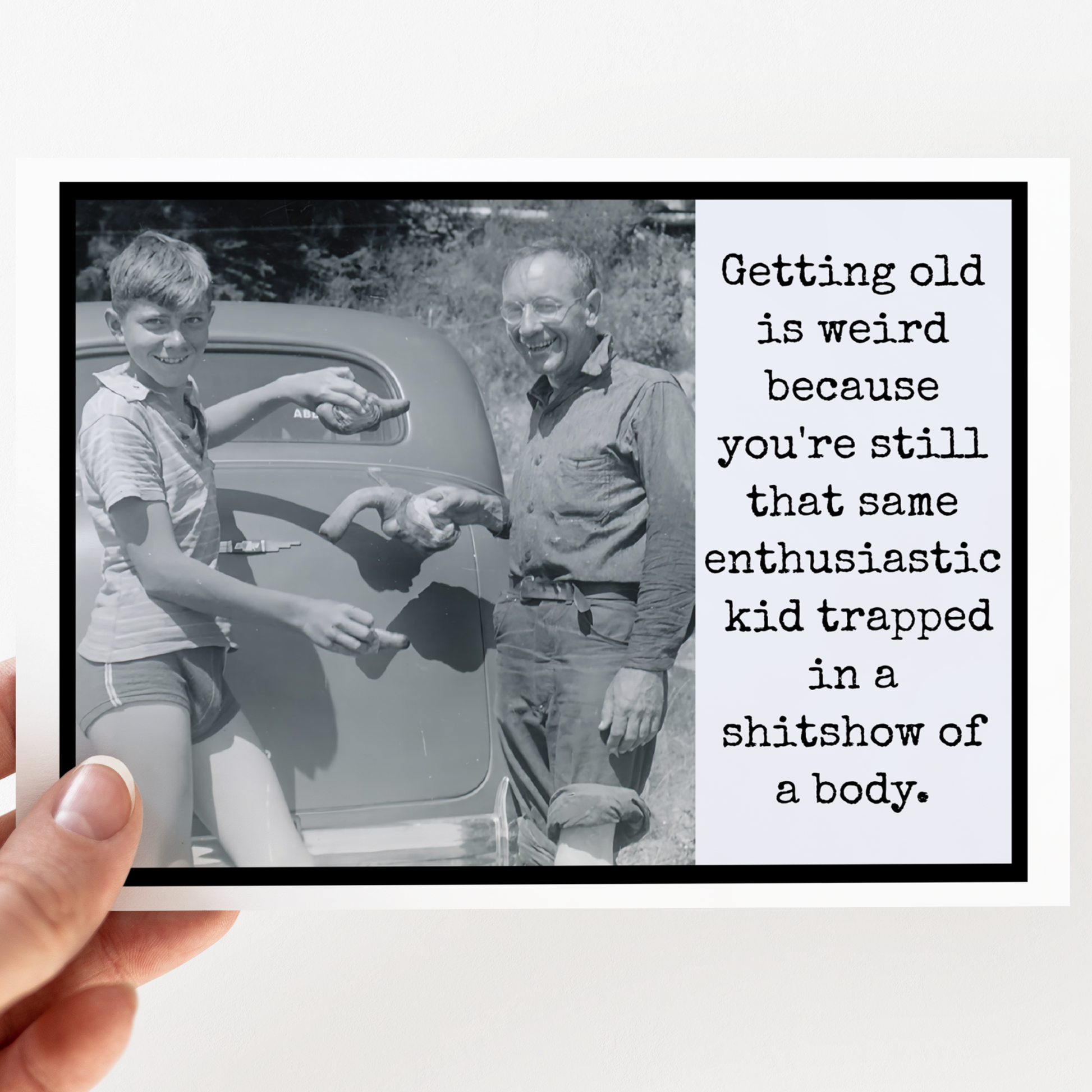 Raven's Rest Studio Birthday Card For Him. Trapped In A Shitshow Of A Body.