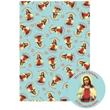 Load image into Gallery viewer, Christmas And Your Birthday Wrapping Paper Jesus and blue background
