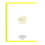 back of card is white with gold and black print