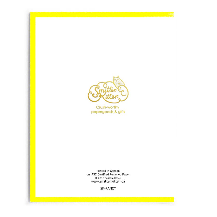 back of card is white with gold and black print