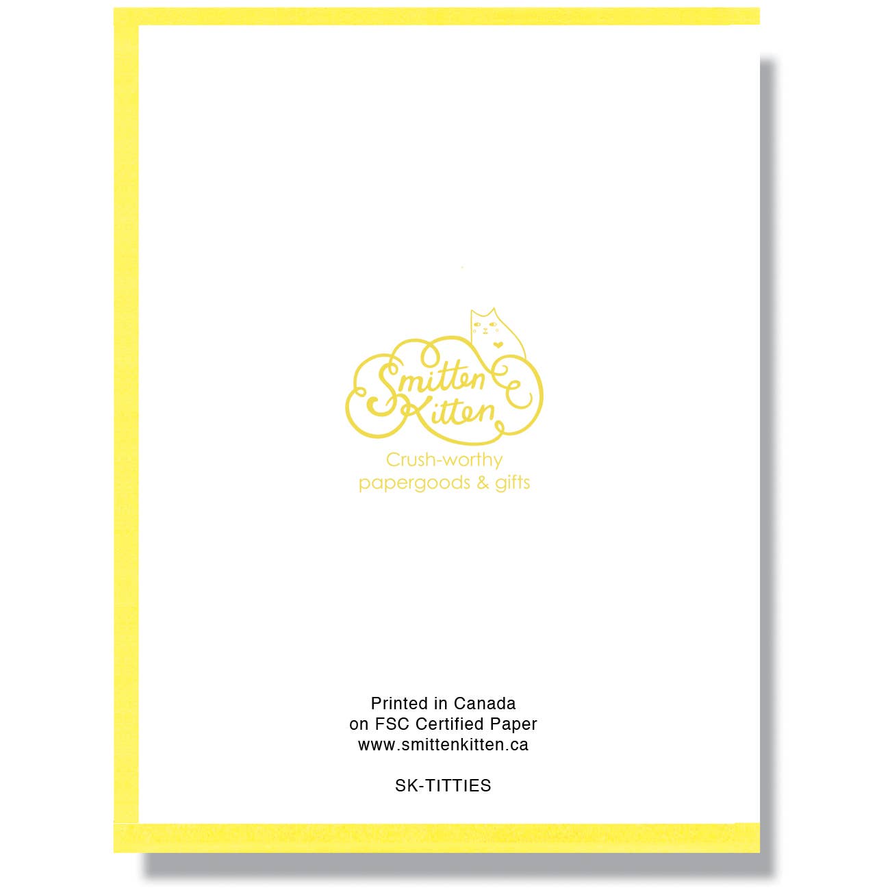 back of card is white with black and gold print