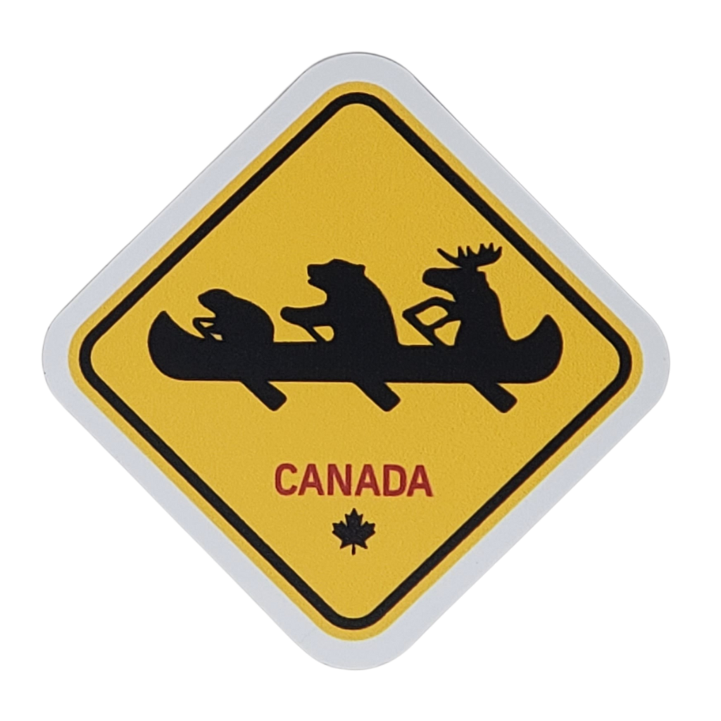 Sticker You magnet Canada Animals in Canoe Fun Vinyl Canadian Made Refrigerator Magnets