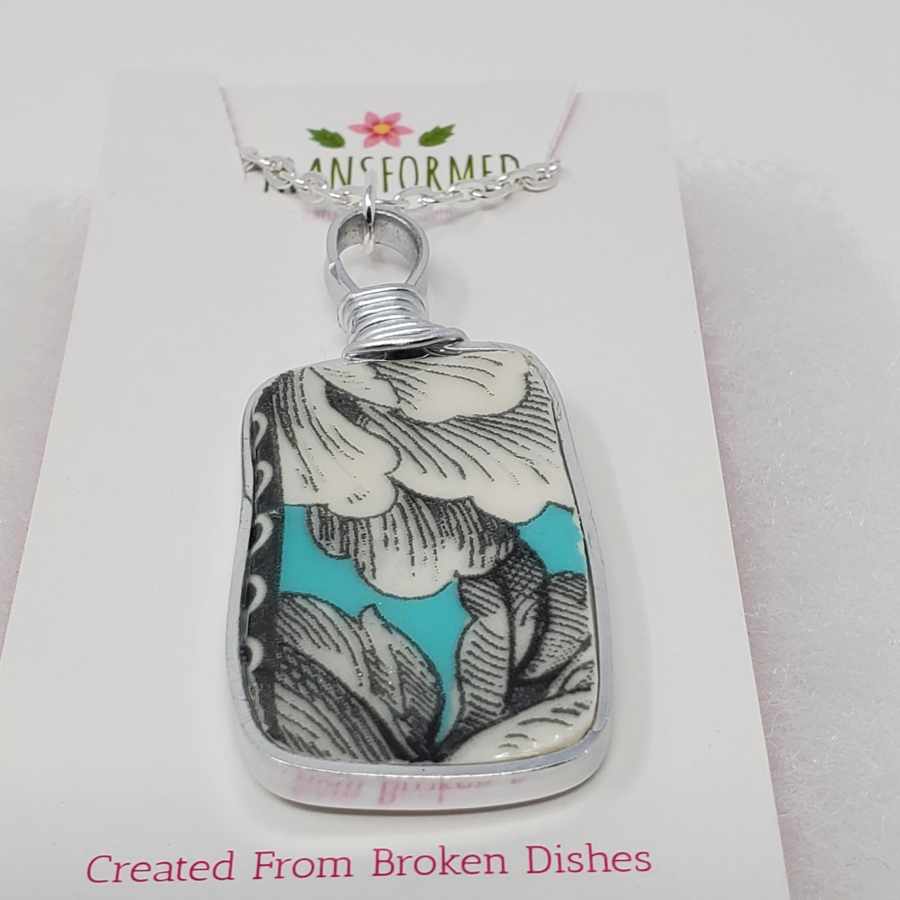 Transformed jewellery 222 Fifth Adelaide Turquoise Upcycled Broken China Necklaces