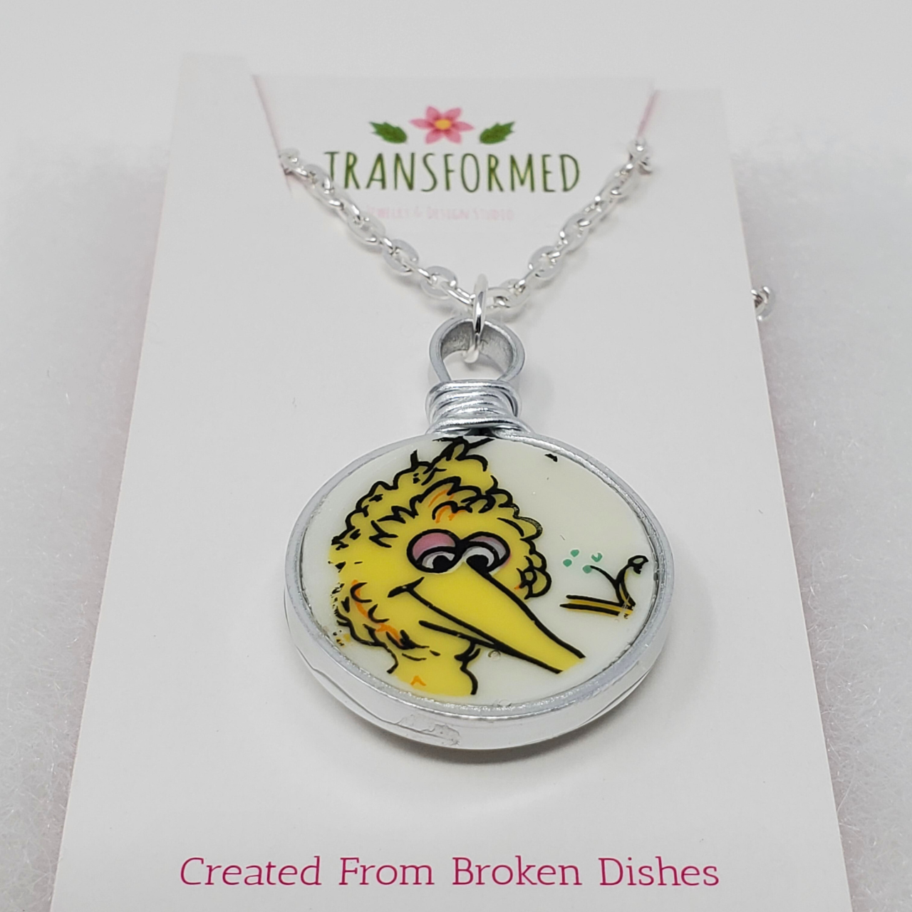 Transformed jewellery Big Bird Upcycled Broken China Necklaces