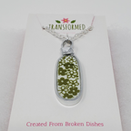 Transformed jewellery Corelle Green Flowers - Crazy Daisy Upcycled Broken China Necklaces