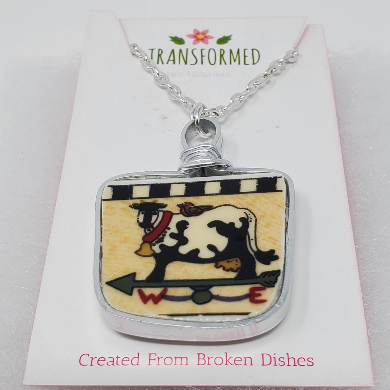 Transformed jewellery Cow Upcycled Broken China Necklaces