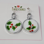 Transformed jewellery dangle / Christmas Upcycled Broken China Earrings
