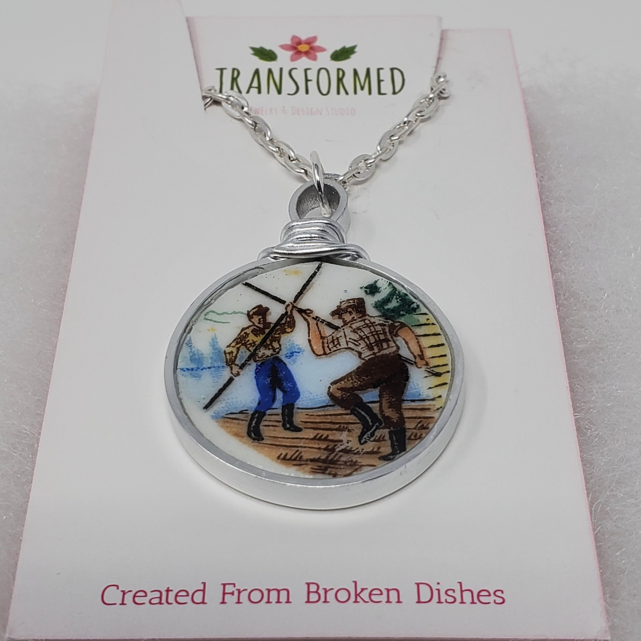 Transformed jewellery Log Roller Upcycled Broken China Necklaces