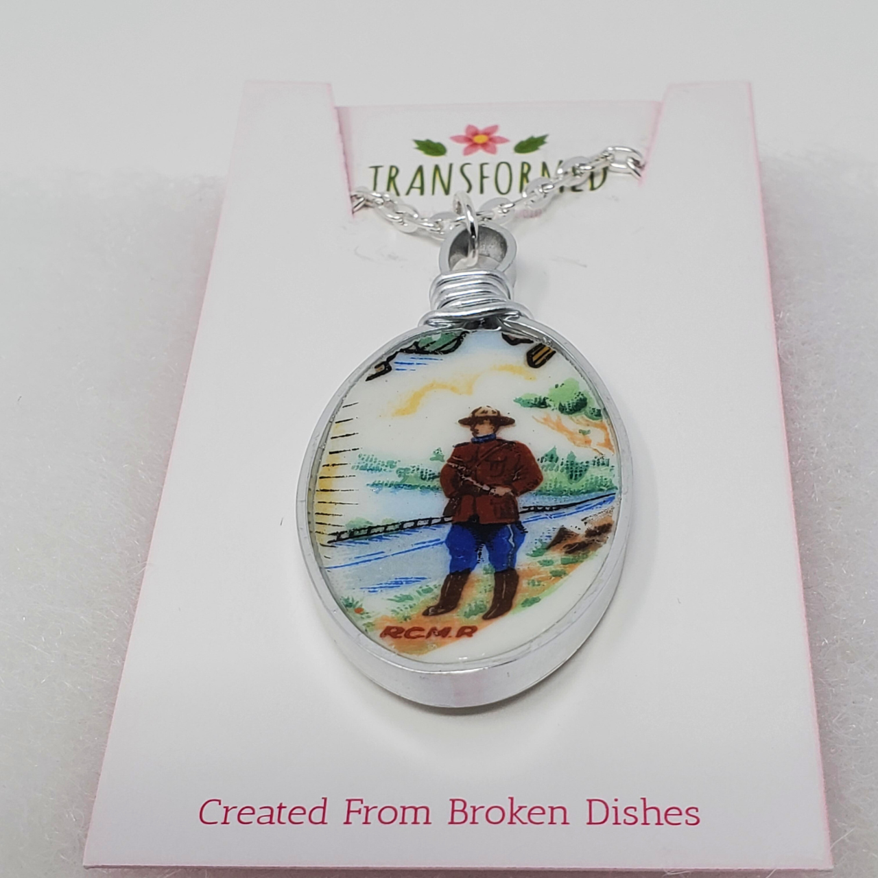 Transformed jewellery Mountie Upcycled Broken China Necklaces