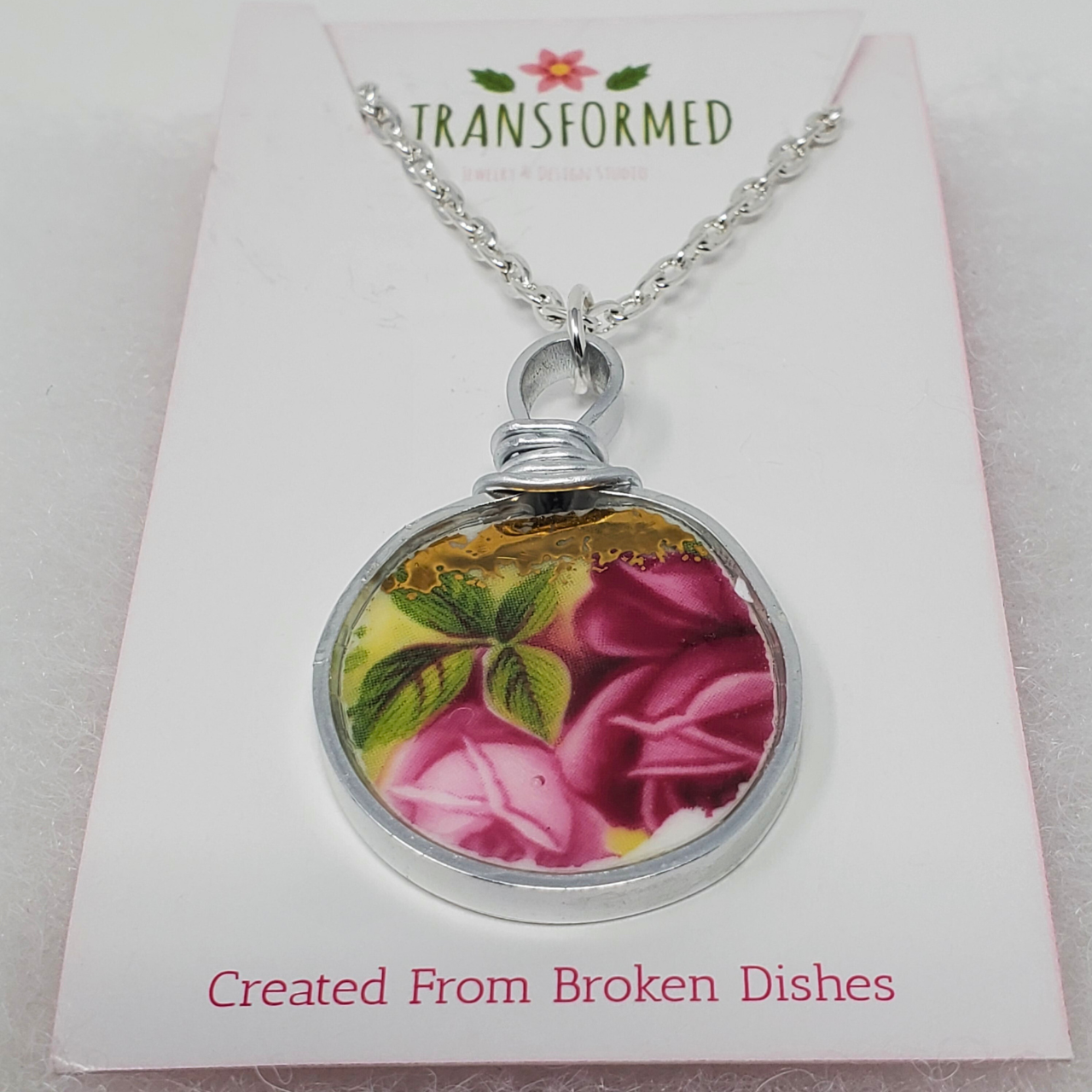 Transformed jewellery Old Country Roses Upcycled Broken China Necklaces
