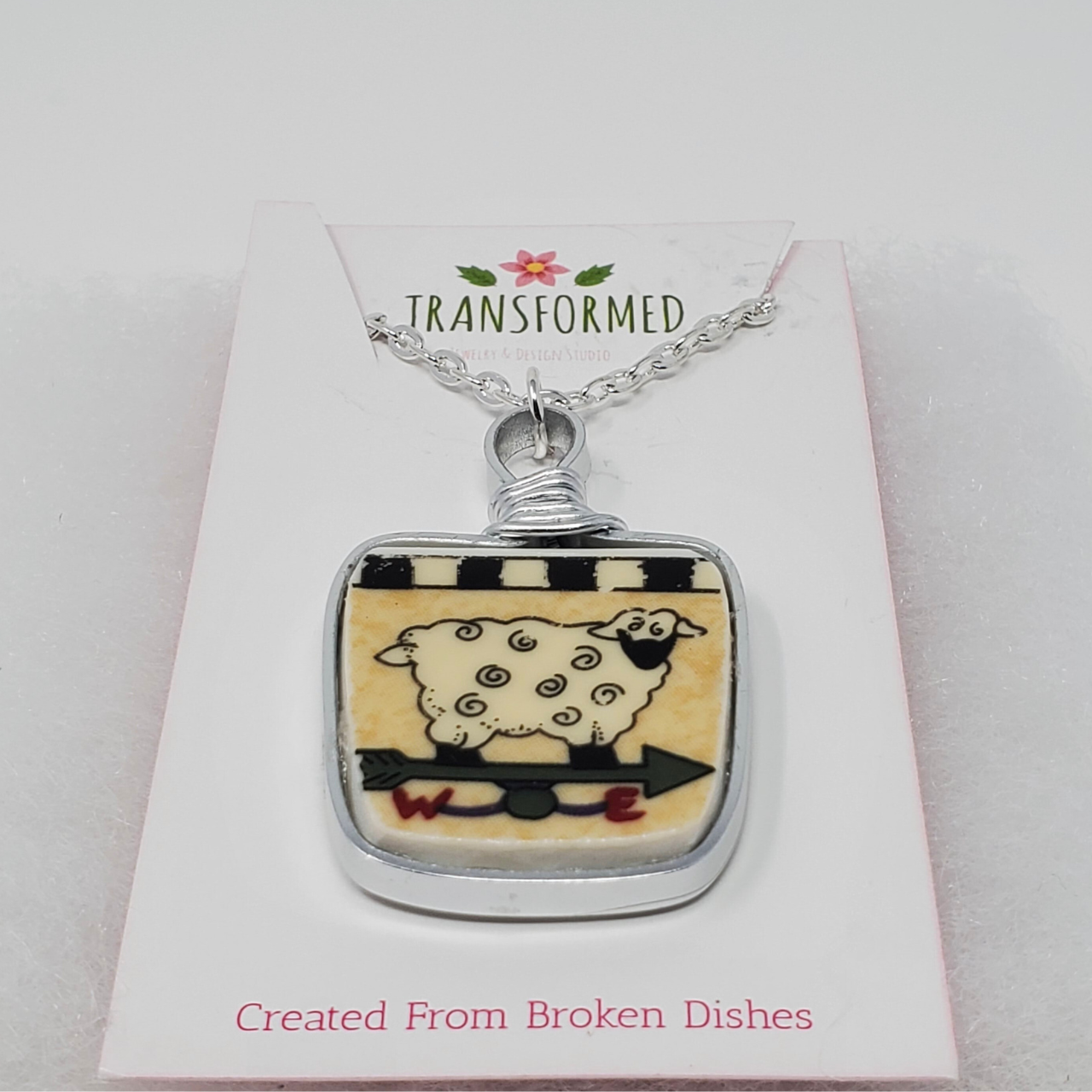Transformed jewellery Sheep Upcycled Broken China Necklaces