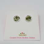 Transformed jewellery stud / Flower Upcycled Broken China Earrings