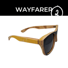 Load image into Gallery viewer, side angled view of wooden sunglasses on a white background
