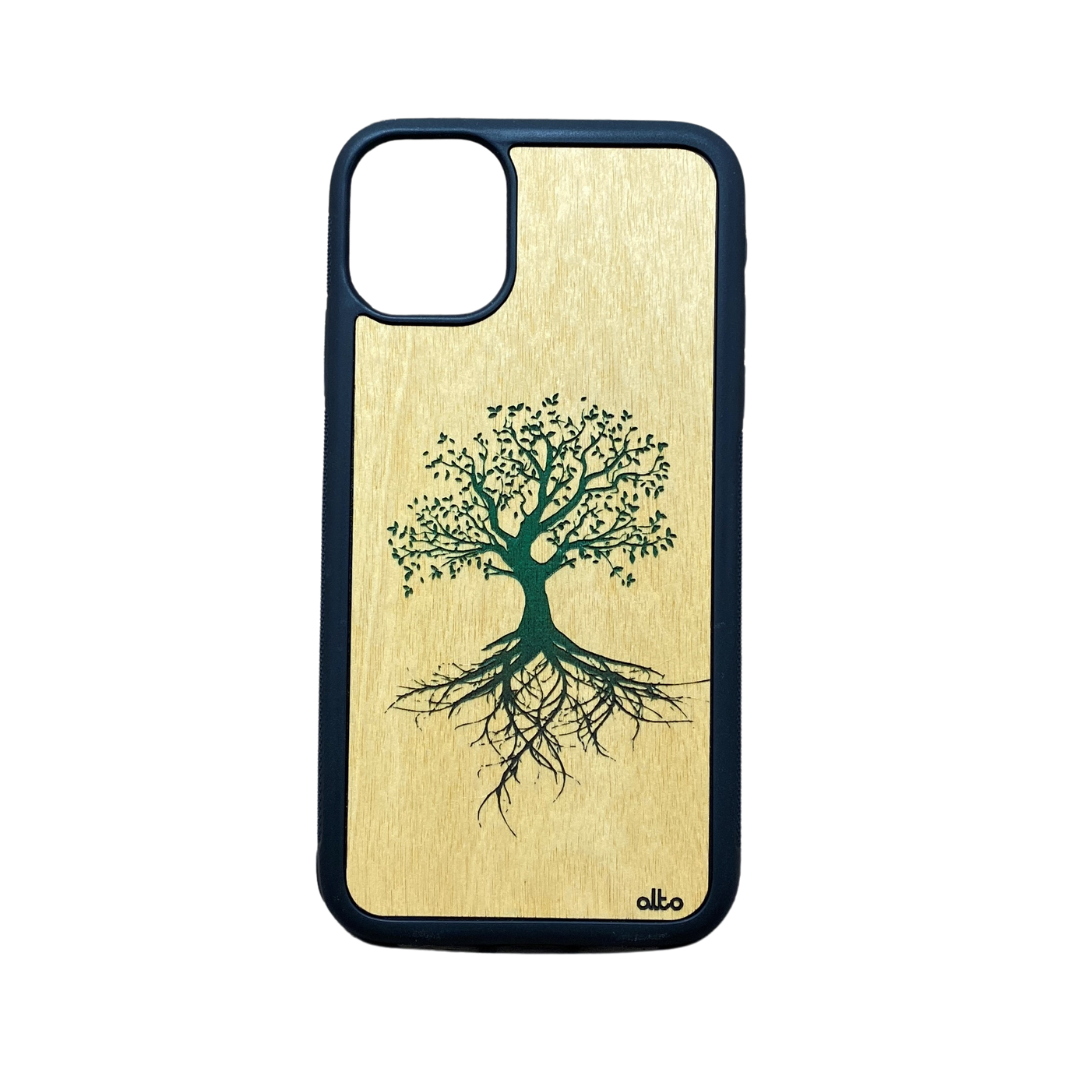 green tree of life with leaves and roots showing