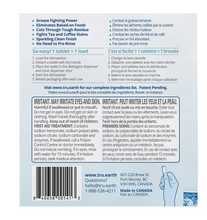 Load image into Gallery viewer, back of blue &amp; white box of Tru Earth Dishwasher Detergent Tablets 
