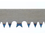close up section of a silver blade with jagged edge