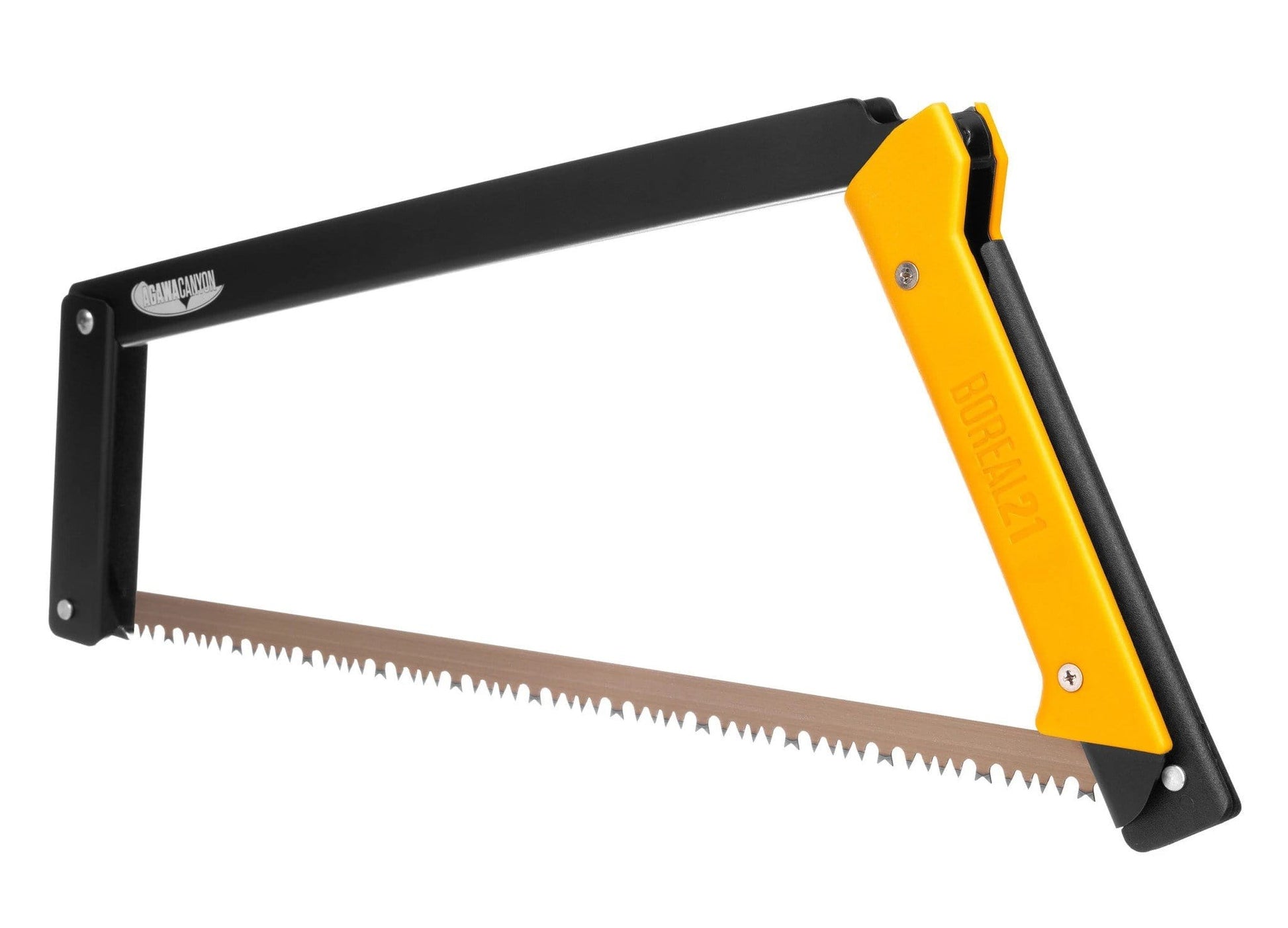  Yellow handle Foldable Bow Saw angled view with white background