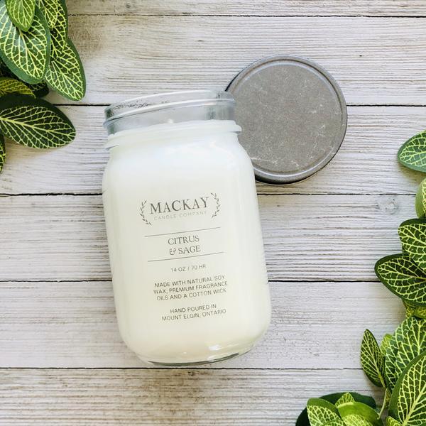 Mackay Candle Company Accessory Lrg 14oz Mason / Citrus Sage MACKAY Candle Company