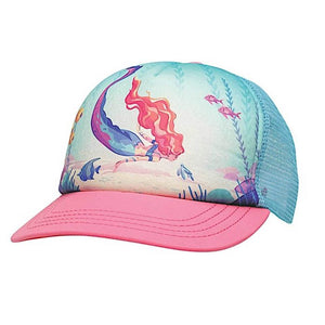 pink rim/blue back panel with mermaid picture on the front