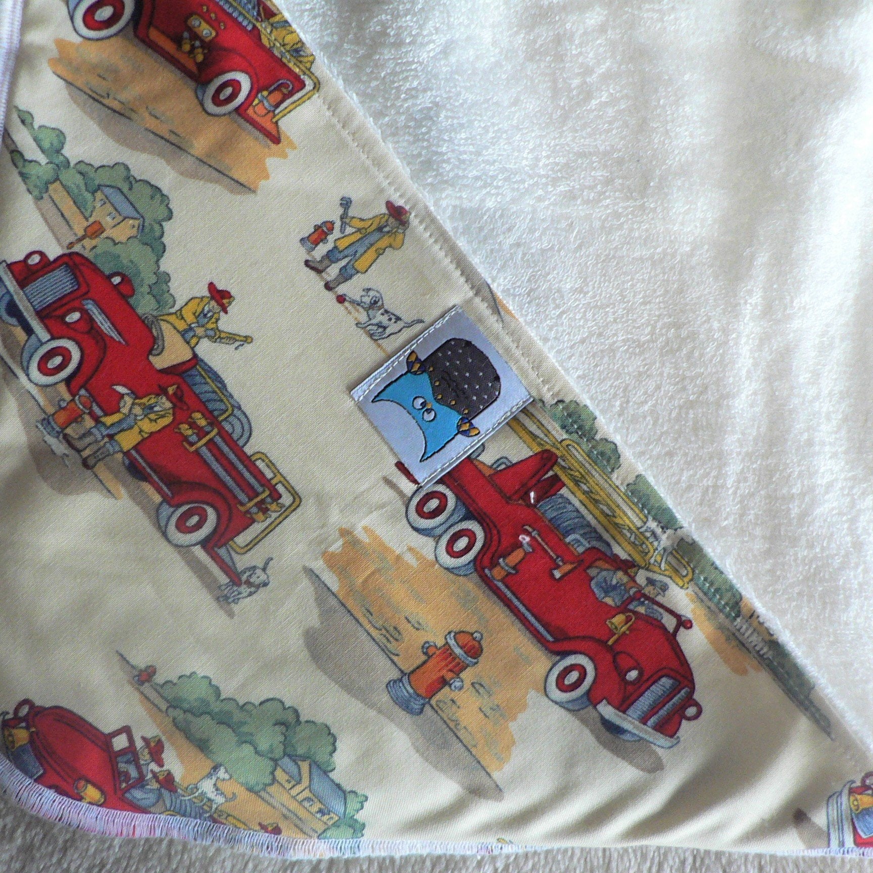 MoSo Bathroom Fire Trucks Bamboo/Organic Cotton Hooded Baby Towel